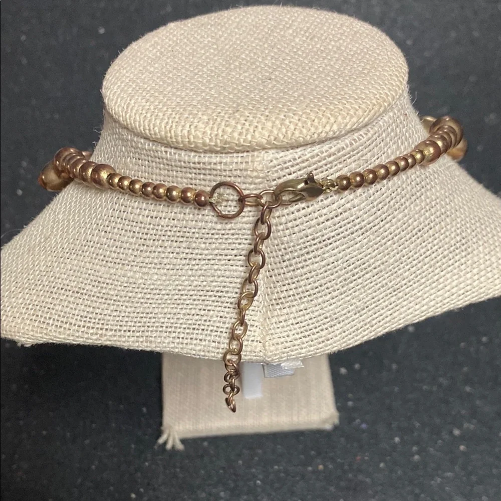 Vintage Twisted Beaded Necklace - Black &  Gold